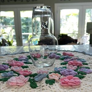 Princess House Clear Glass Carafe with Etched Design
